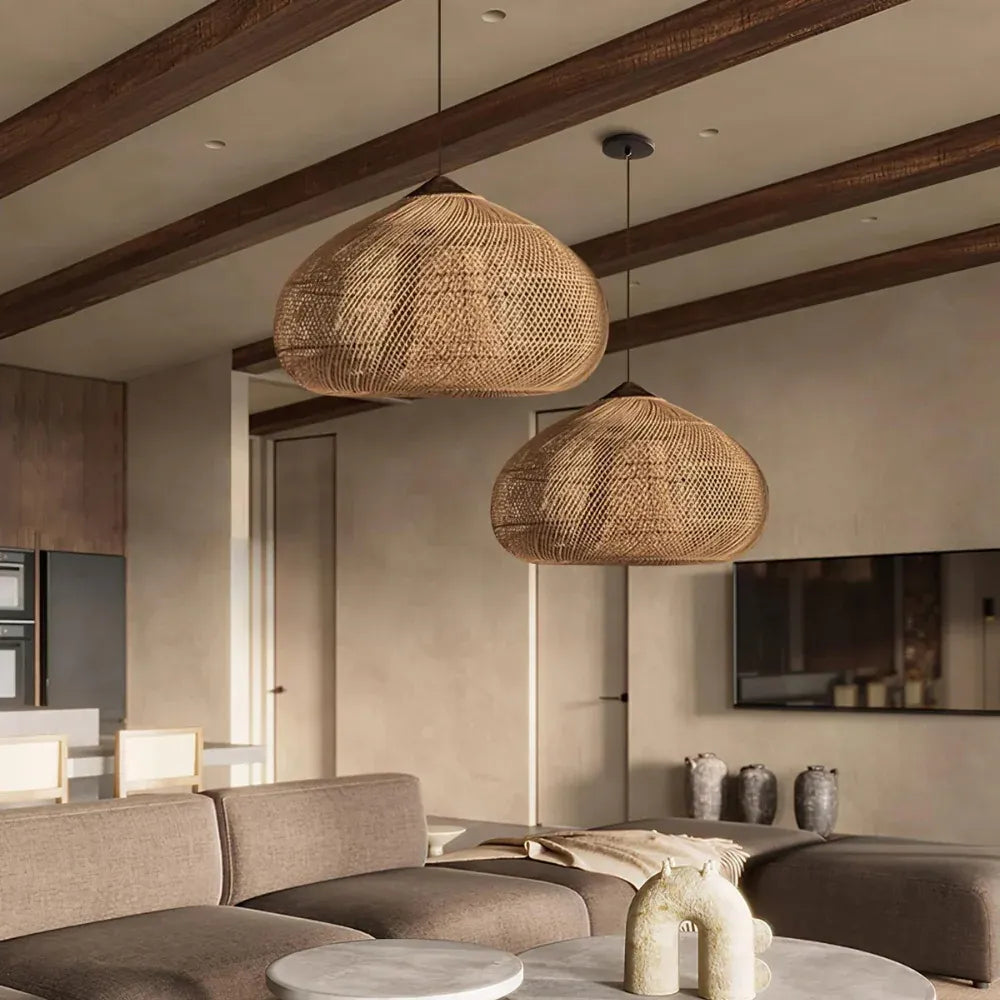 Nordic Rattan Pendant Light | 3 Colors | Qonforta