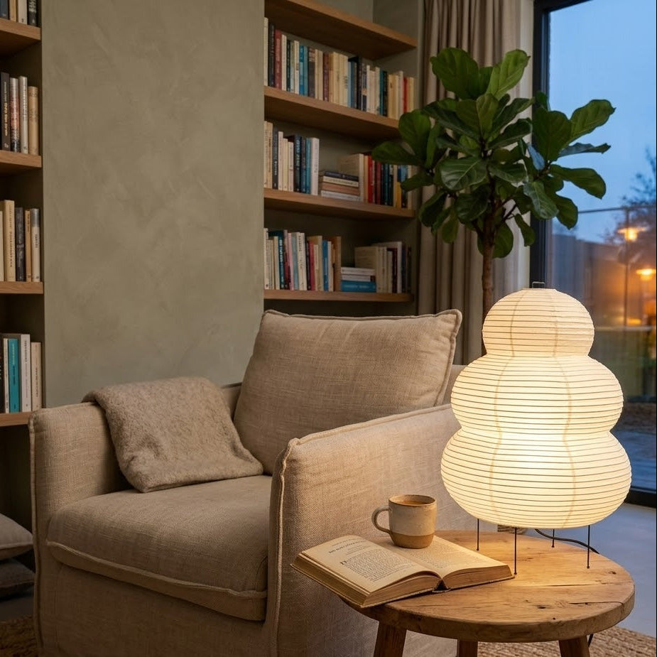 Japanese Rice Paper Table Lamp | Japandi Style | Qonforta