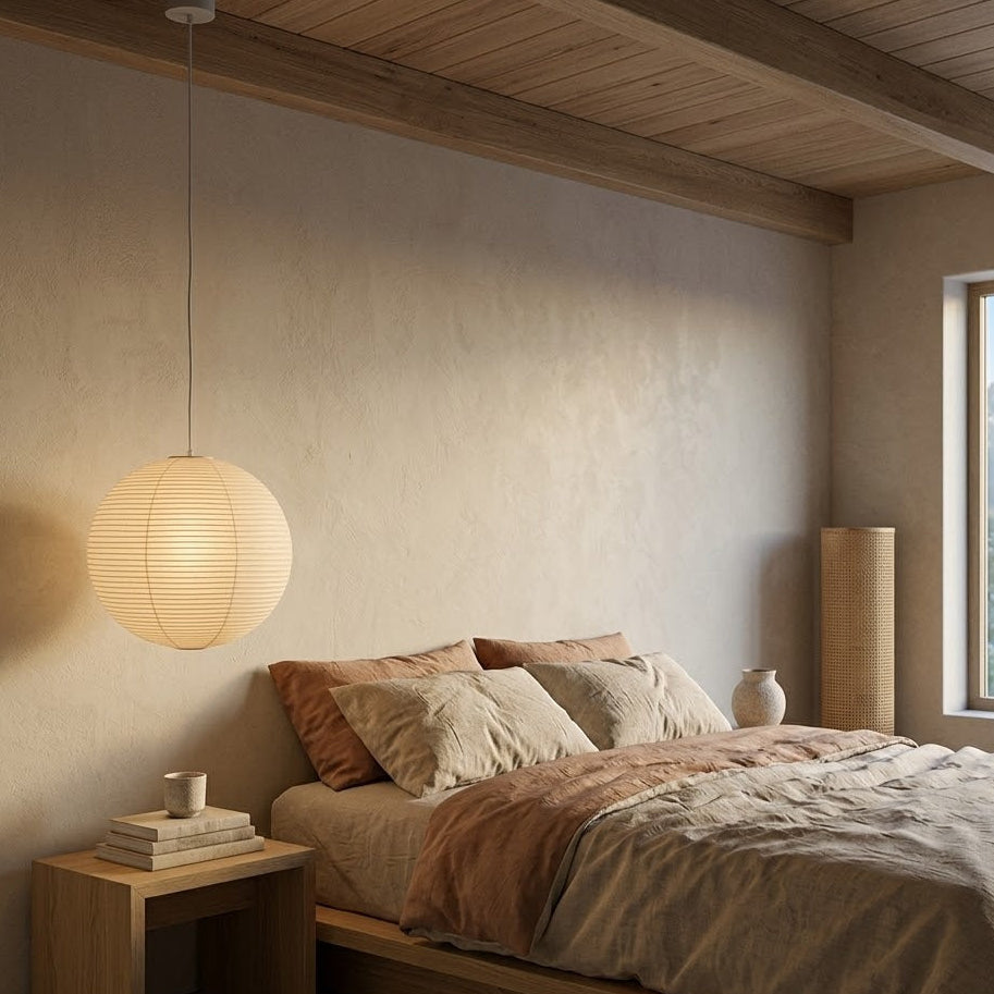 Japanese Cotton Paper Pendant Light | 5 Sizes | Qonforta