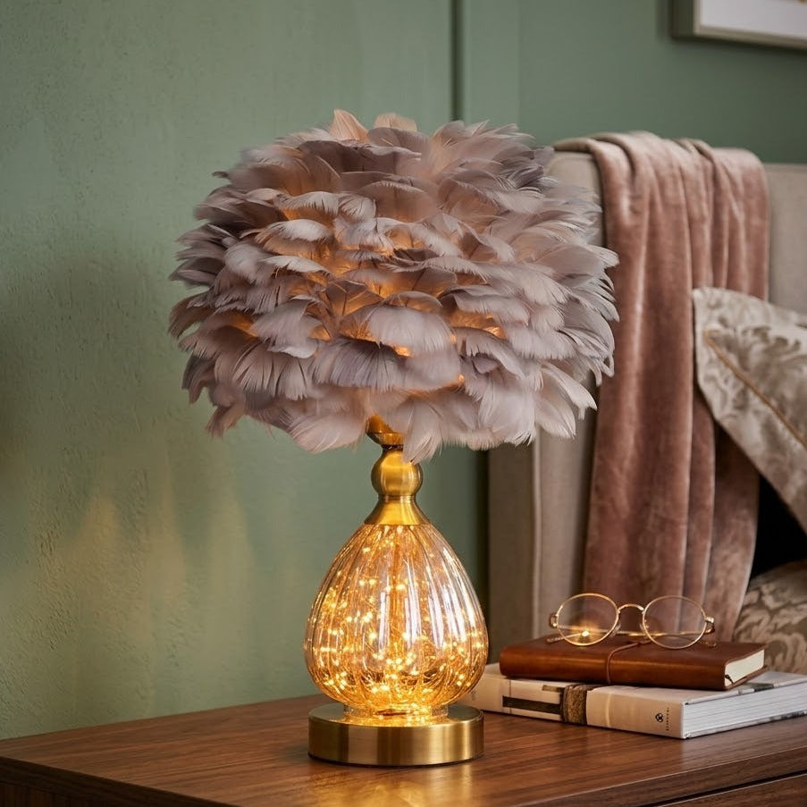 PlumeLux — Nordic Feather Table Lamp