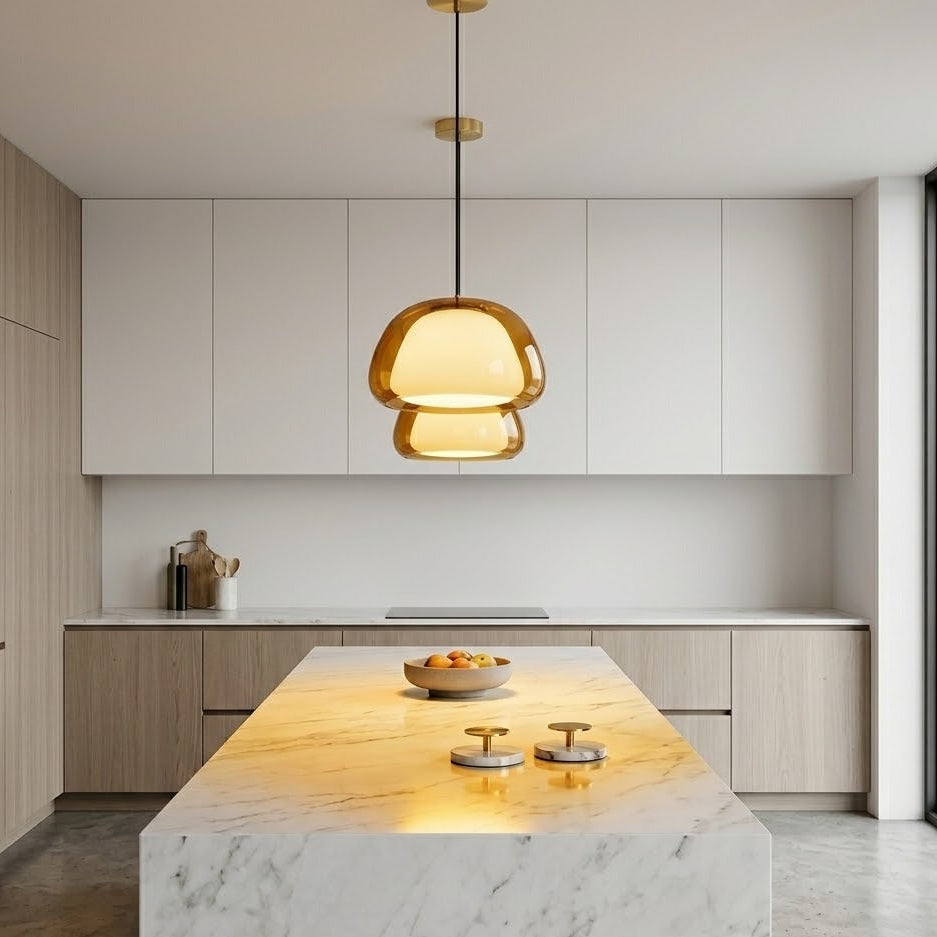 Milk Glass Jelly Pendant Light | 2 Sizes & 3 Colors | Qonforta