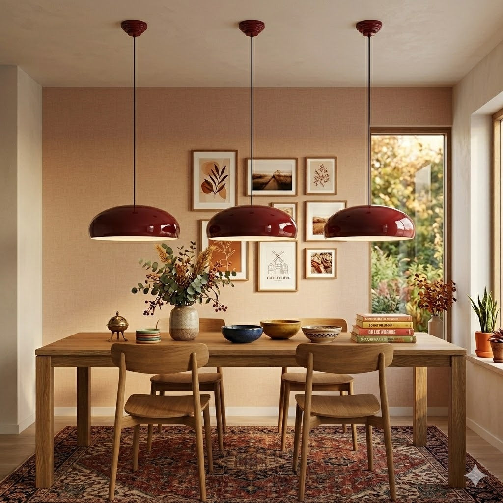 ArcDeco Dome Pendant Light | 4 Colors, 3 Sizes, Dimmable LED | Qonforta