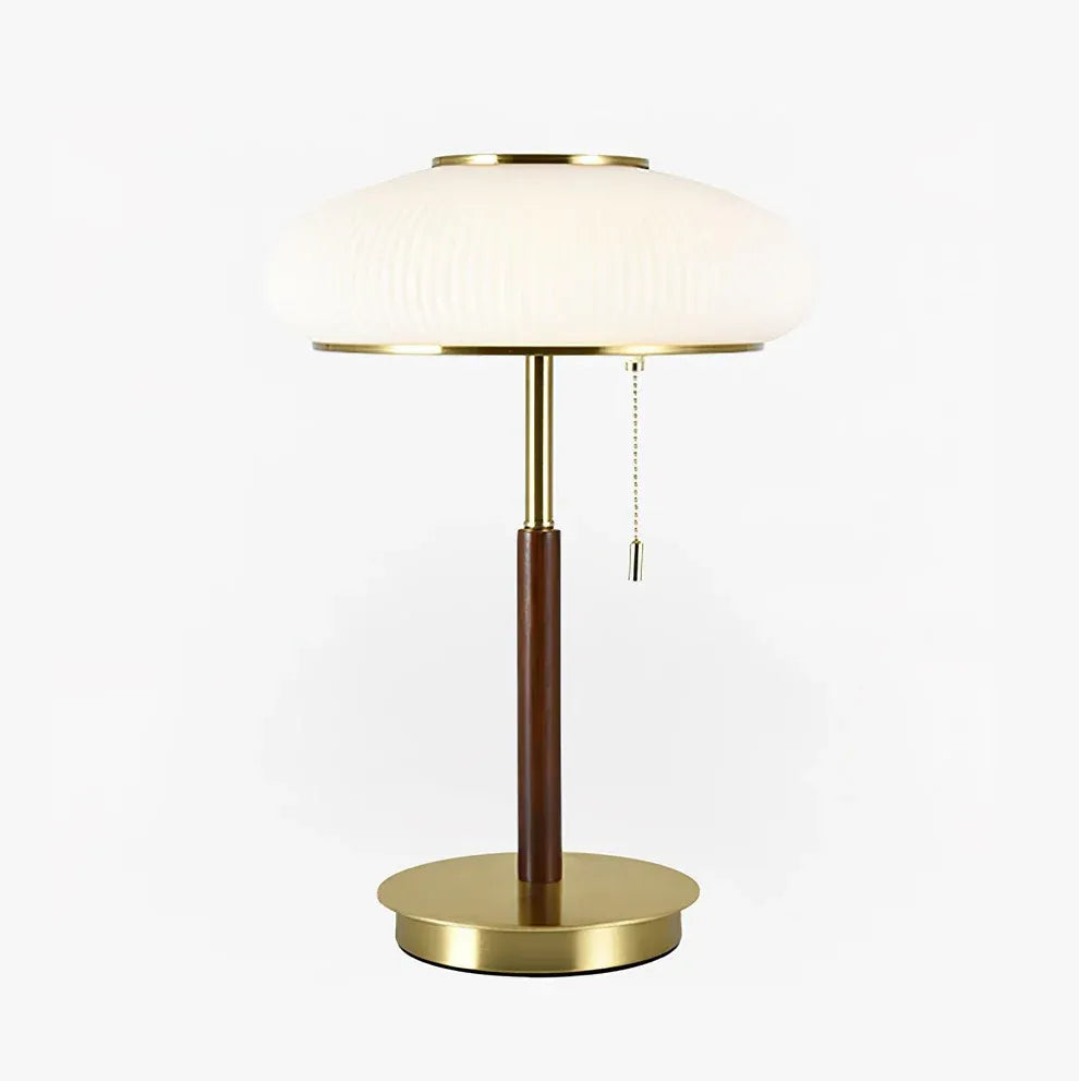 Fluted Glass Table Lamp | Walnut & Brass | Qonforta