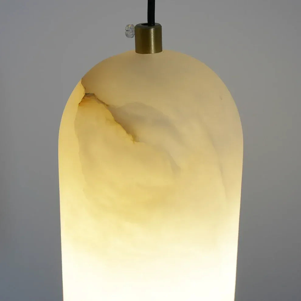Alabaster Brass Pendant Light | Natural Stone | Qonforta