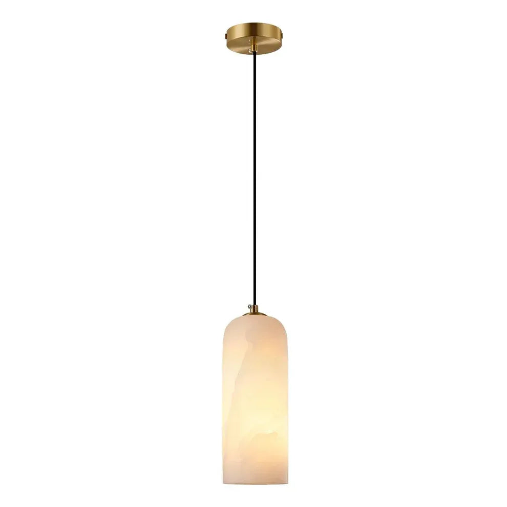 Alabaster Brass Pendant Light | Natural Stone | Qonforta