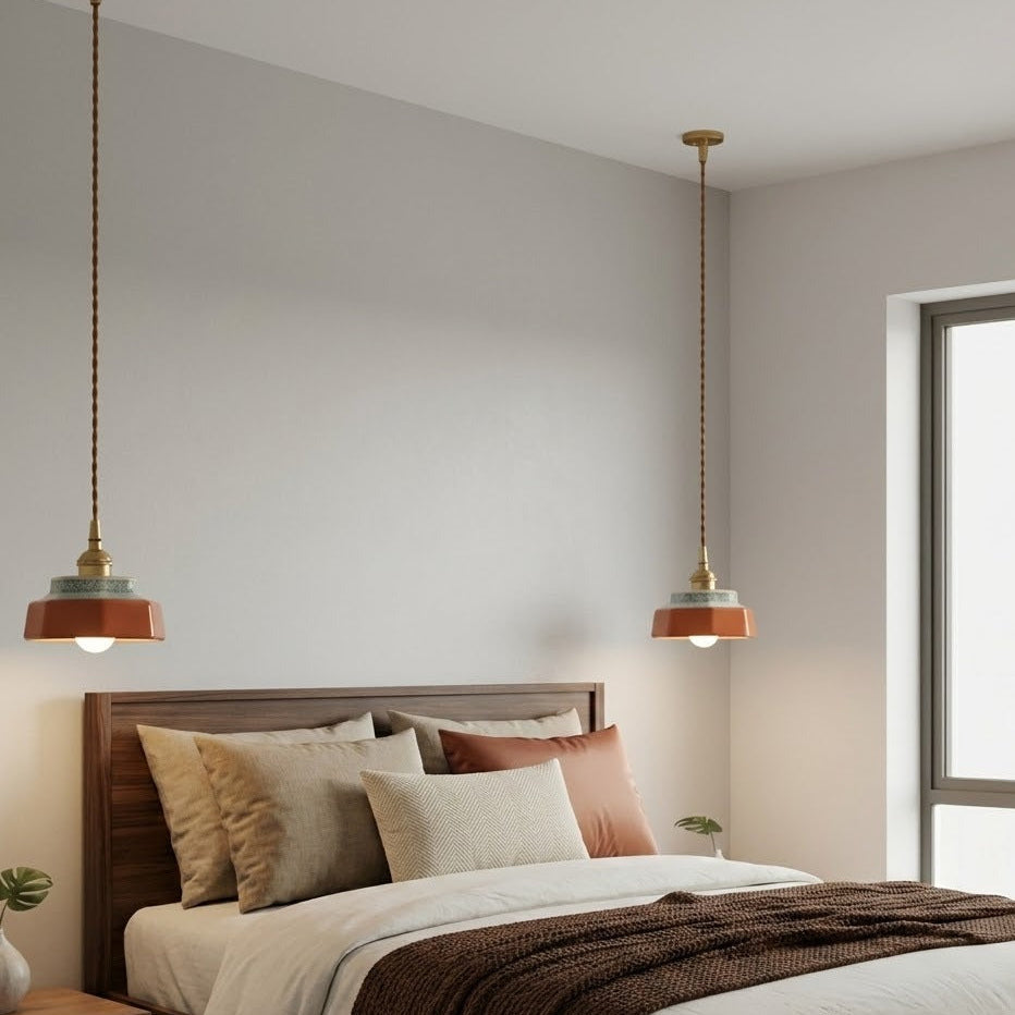 Hand-Painted Ceramic Pendant Light | Copper | Qonforta