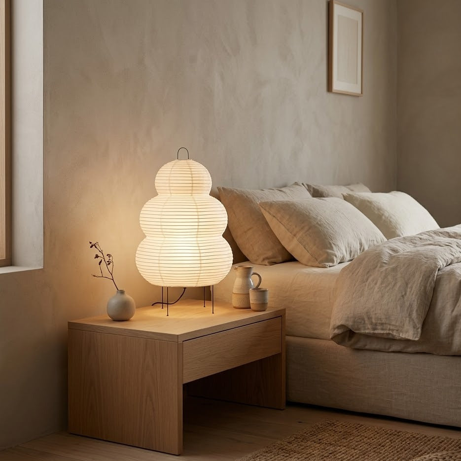 Japanese Rice Paper Table Lamp | Japandi Style | Qonforta