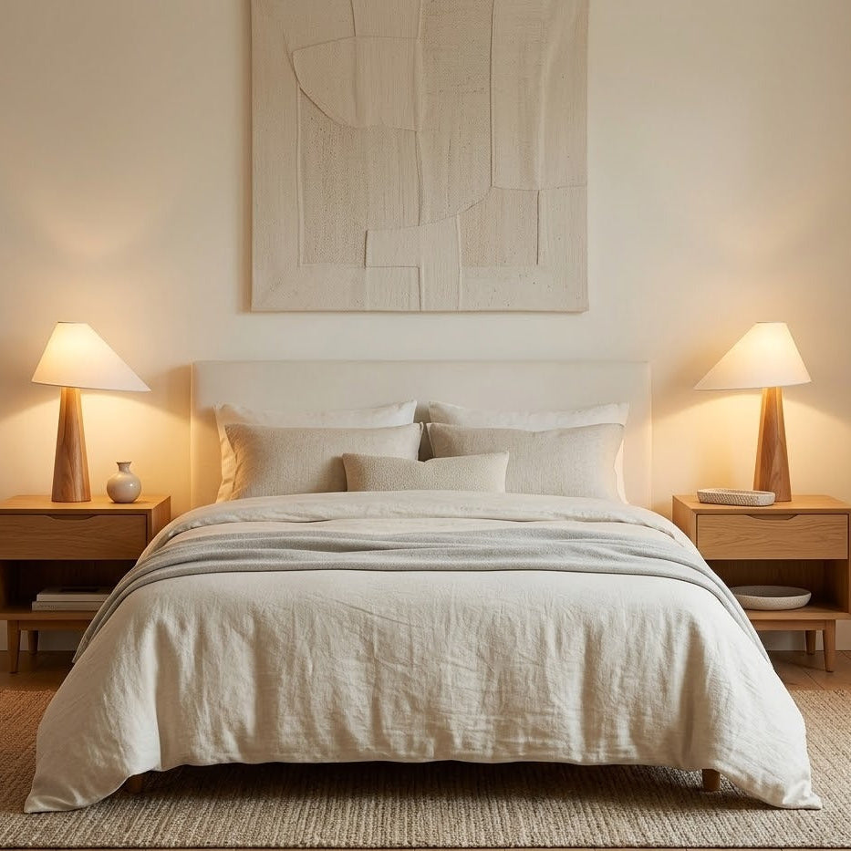 Vintage Wooden Table Lamp | Sculptural Base | Qonforta