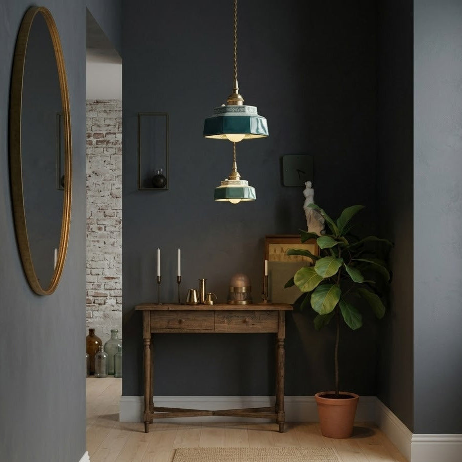 Hand-Painted Ceramic Pendant Light | Copper | Qonforta