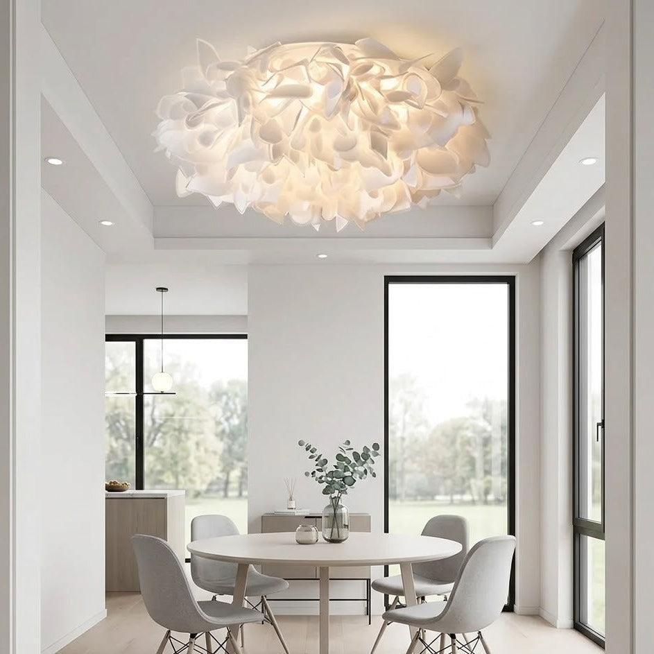 Qonforta BloomFlush White Flush Mount Ceiling Flower Flush Mount Ceiling Light | Dimmable LED, Remote, 2 Sizes | Qonforta