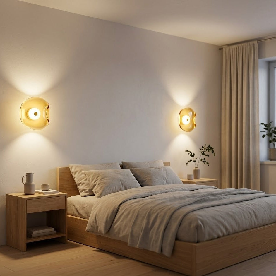 Curved Glass LED Wall Sconce | 4 Colors | Qonforta