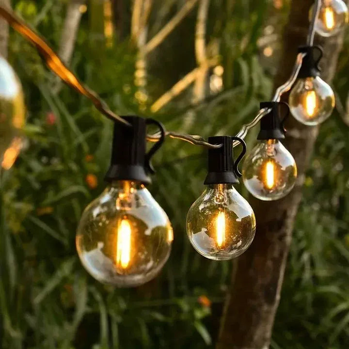 Outdoor LED String Lights | Guinguette Style | 2 Sizes | Qonforta