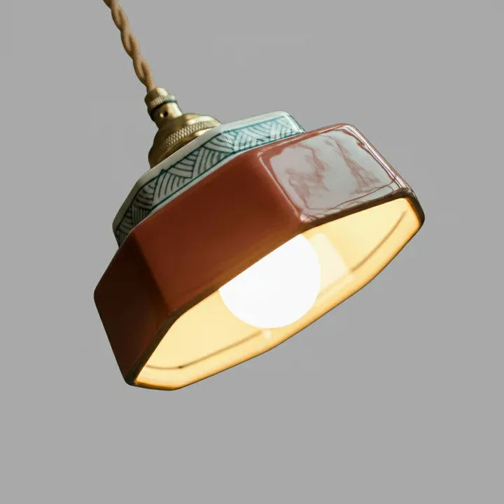 Hand-Painted Ceramic Pendant Light | Copper | Qonforta