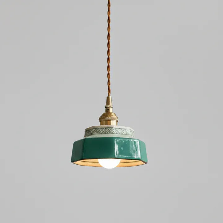 Hand-Painted Ceramic Pendant Light | Copper | Qonforta