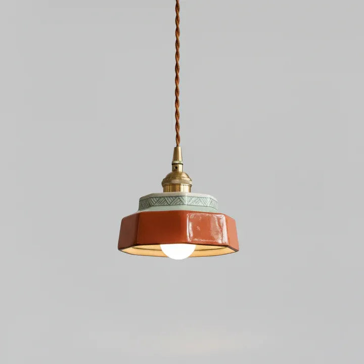 Hand-Painted Ceramic Pendant Light | Copper | Qonforta