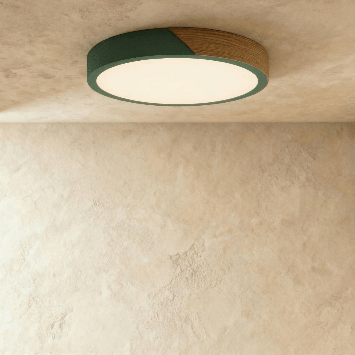Wood & Iron Flush Mount Ceiling Light – Dimmable | Qonforta