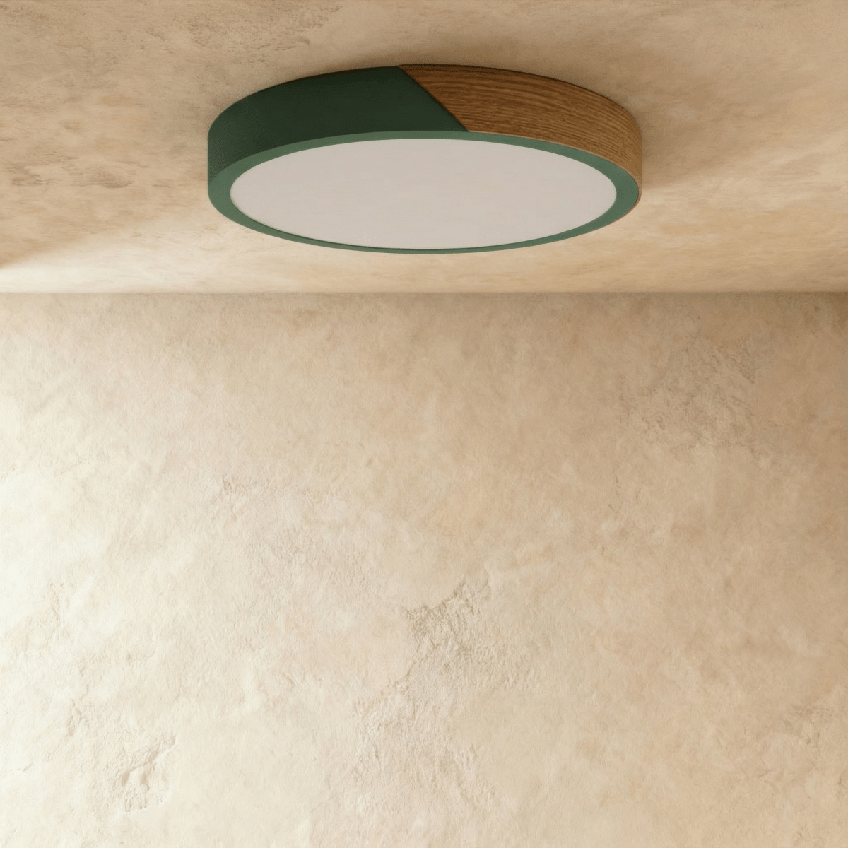 Wood & Iron Flush Mount Ceiling Light – Dimmable | Qonforta