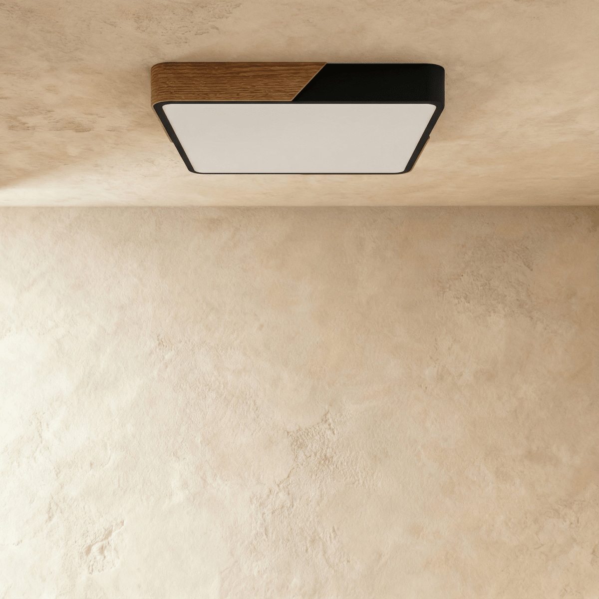 Wood & Iron Flush Mount Ceiling Light – Dimmable | Qonforta
