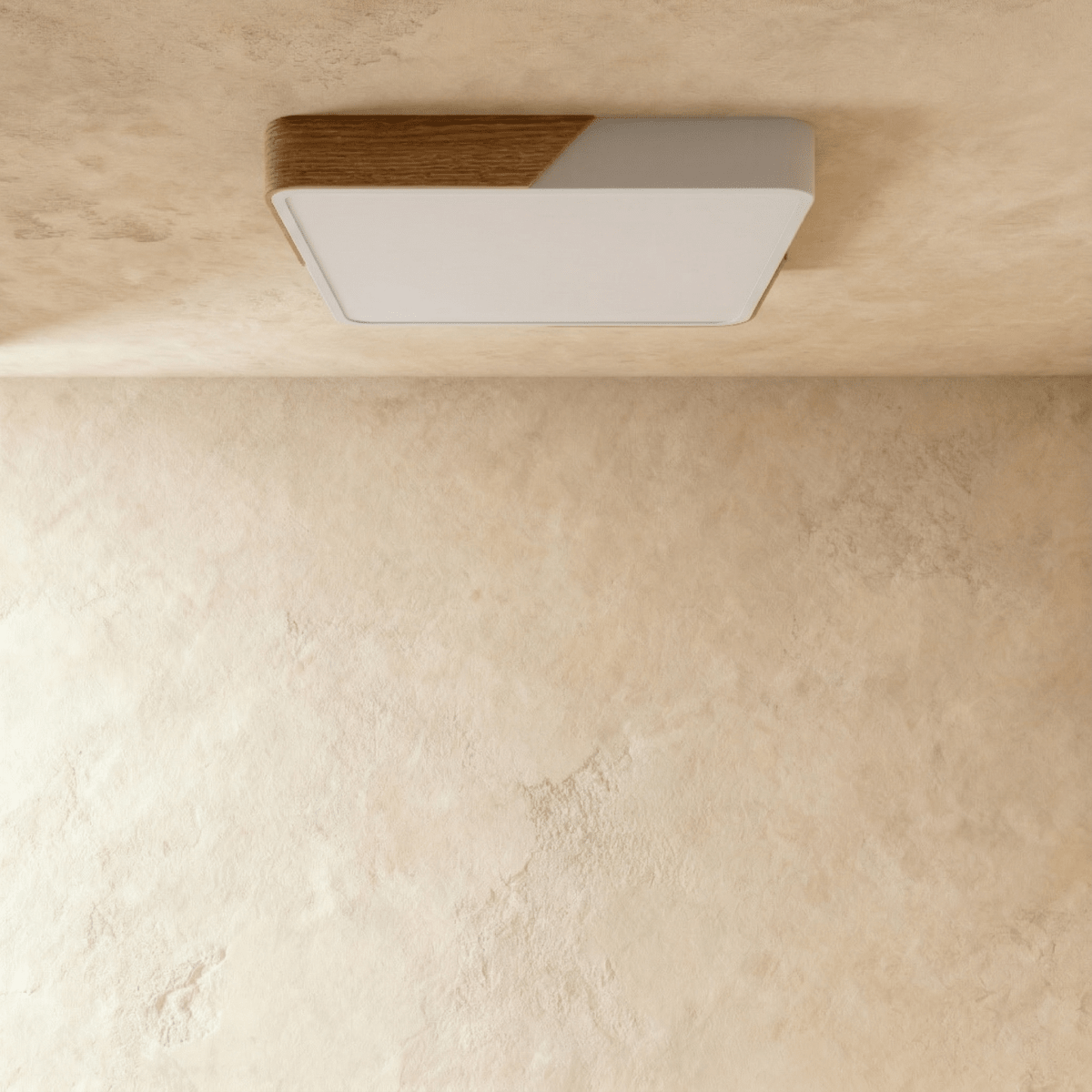 Wood & Iron Flush Mount Ceiling Light – Dimmable | Qonforta