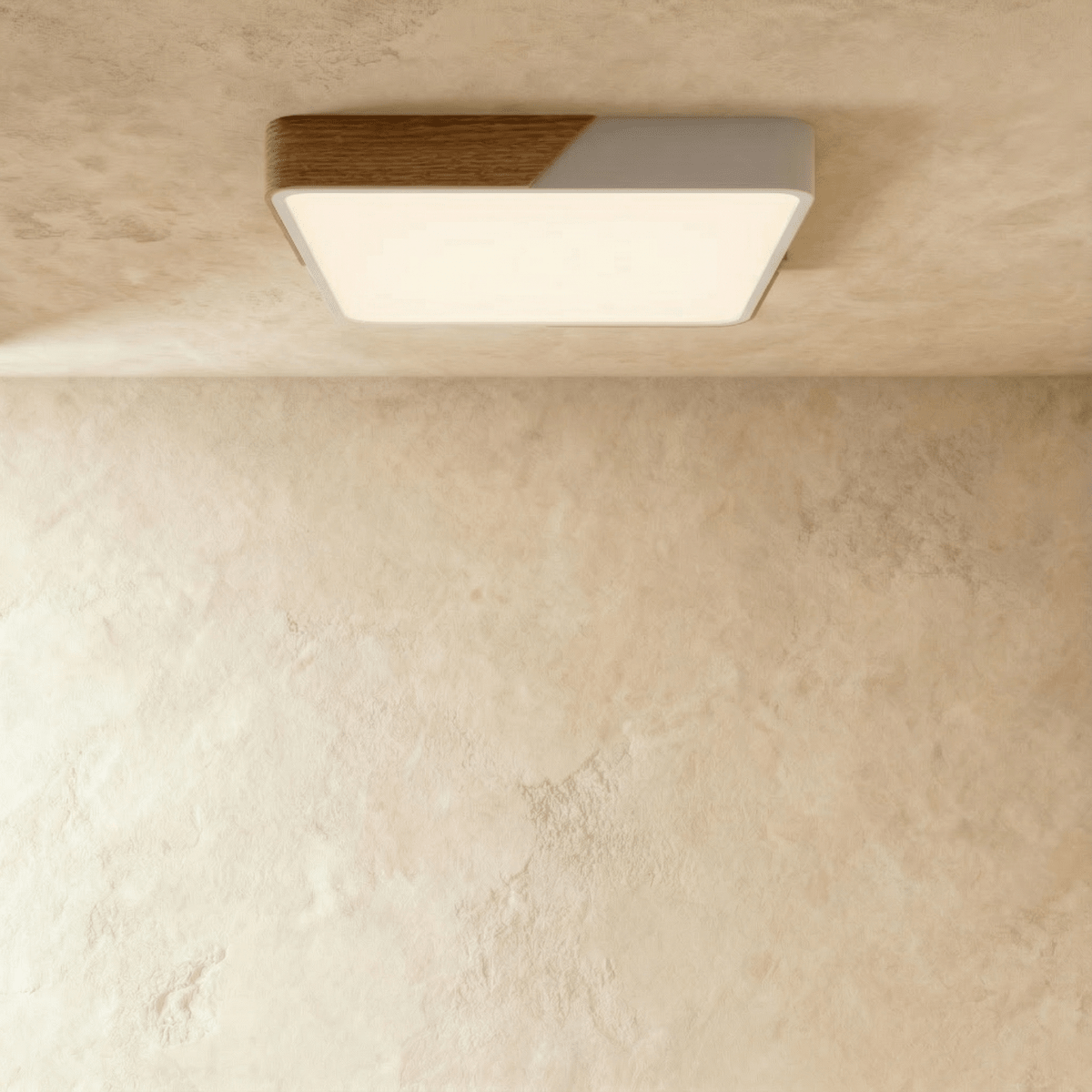 Wood & Iron Flush Mount Ceiling Light – Dimmable | Qonforta