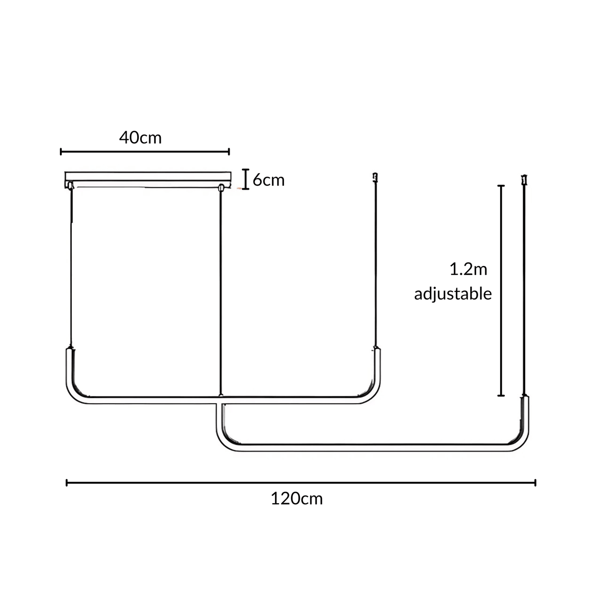 Dumont linear pendant light line drawing of the two bar medium size