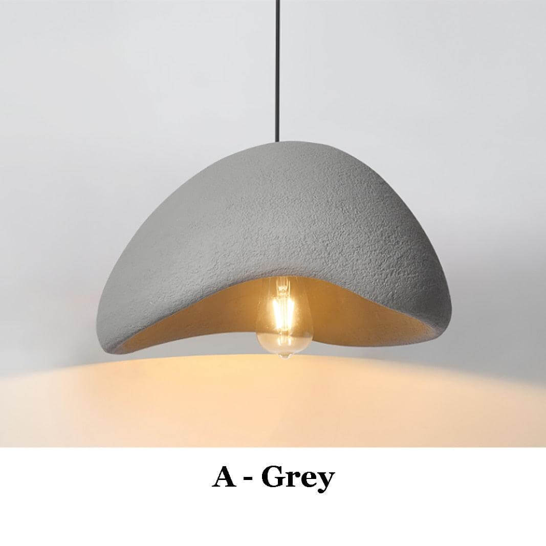 Ginza wabi sabi pendant light in Gray, Style A, with visible bulb