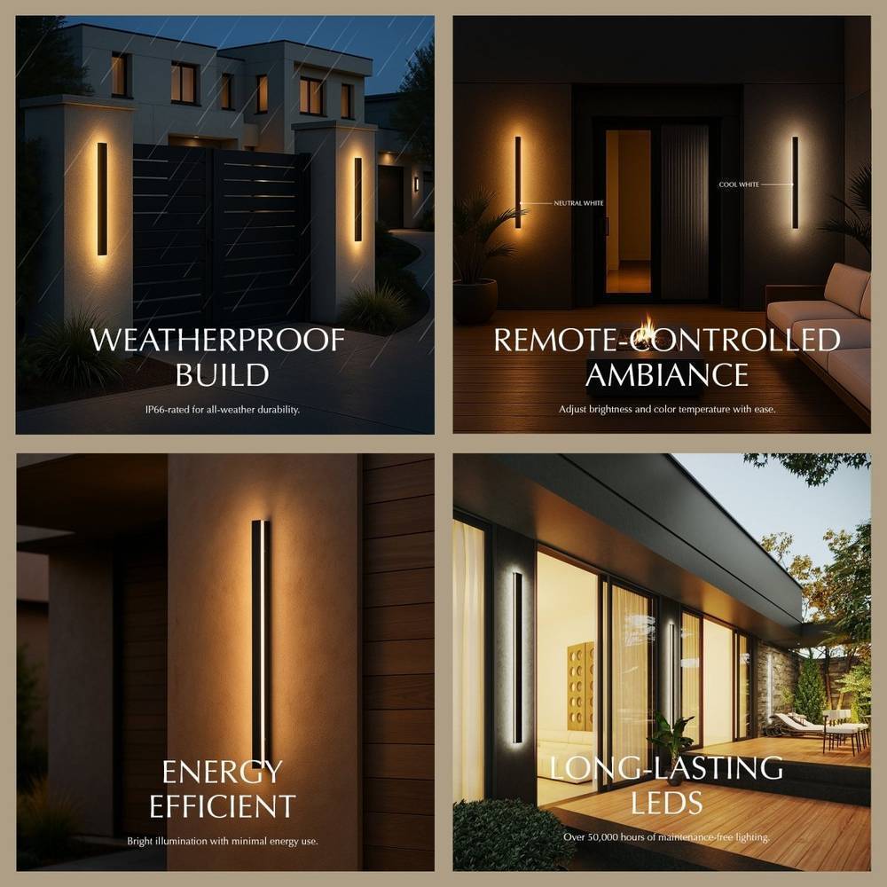 Aluminum Linear Outdoor Wall Light Dimmable – 7 Sizes | Qonforta