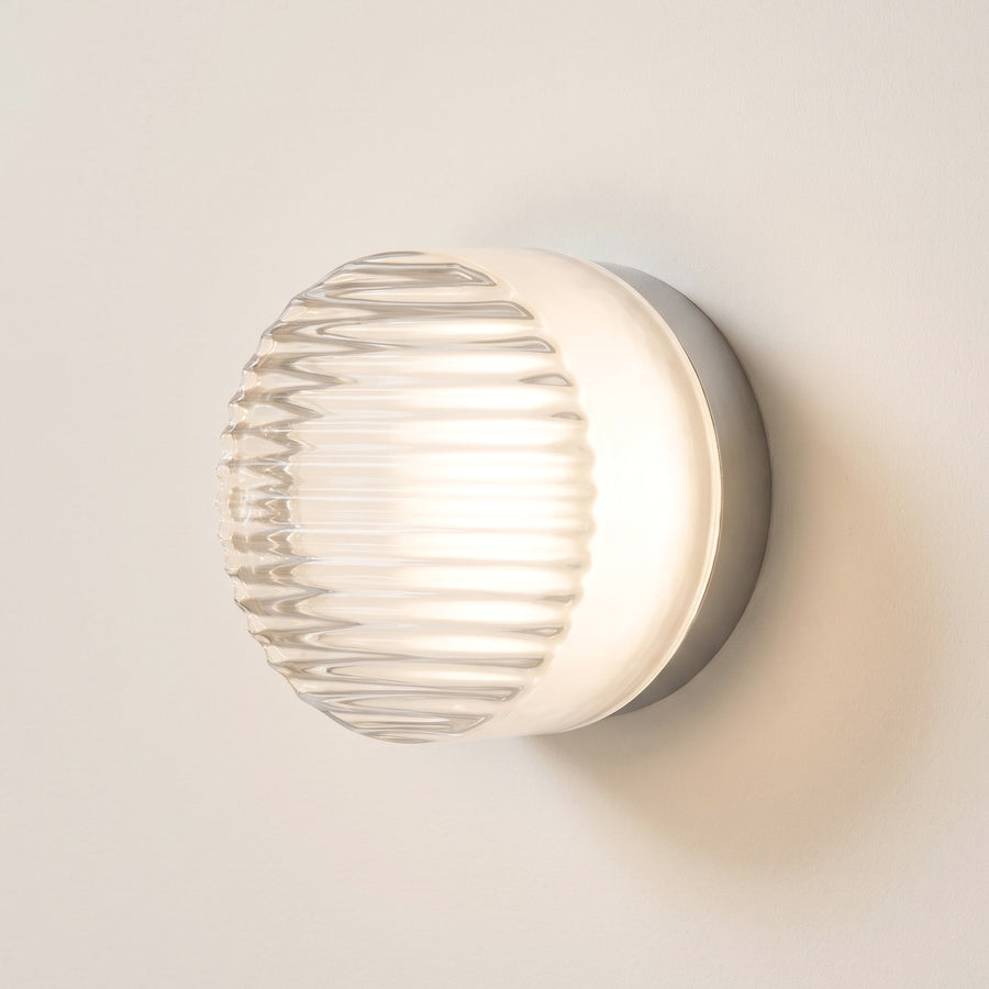 Hera Round Glass LED Wall Sconce in 5 Colors | Qonforta, White