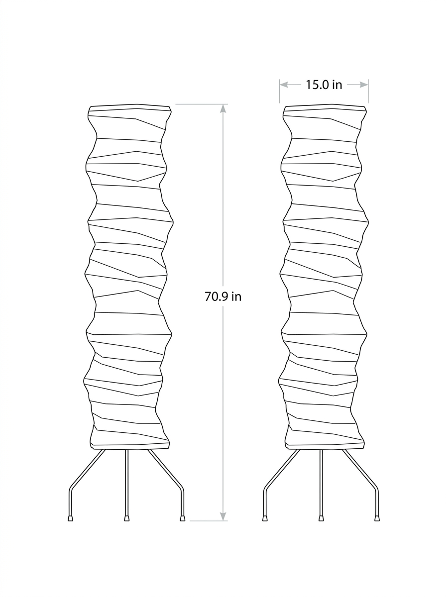 WabiSabi floor lamp size sketch with dimensions