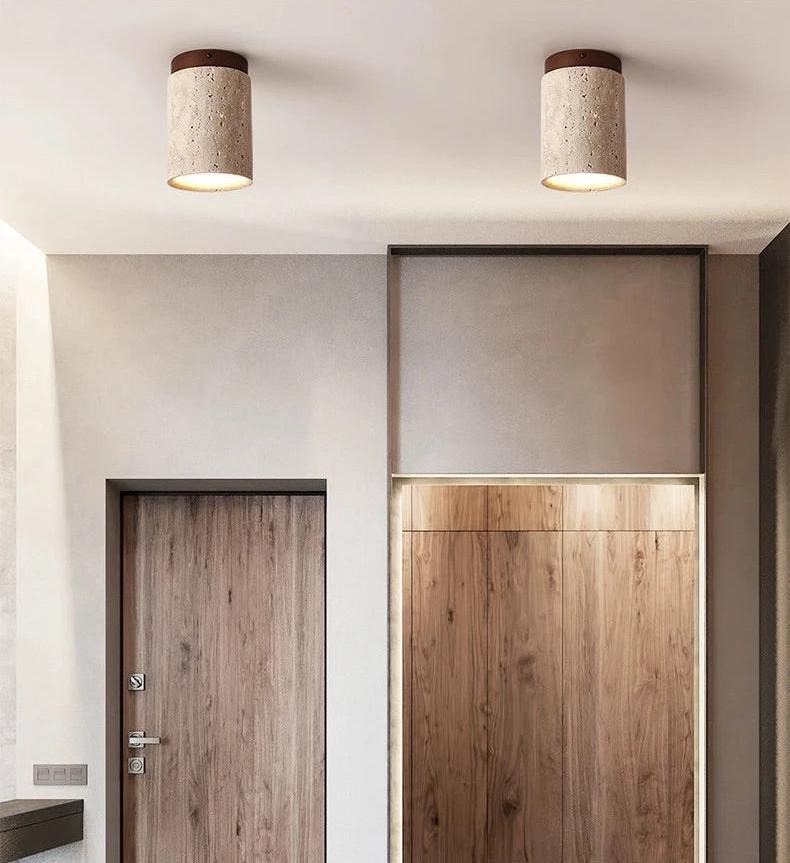 Stone Flush Mount Ceiling Light Japandi – 3 Color Temps | Qonforta