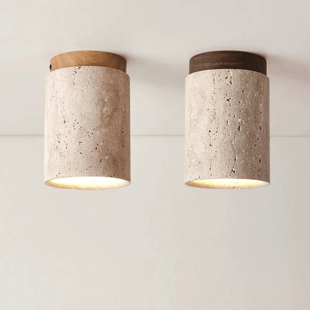 Stone Flush Mount Ceiling Light Japandi – 3 Color Temps | Qonforta