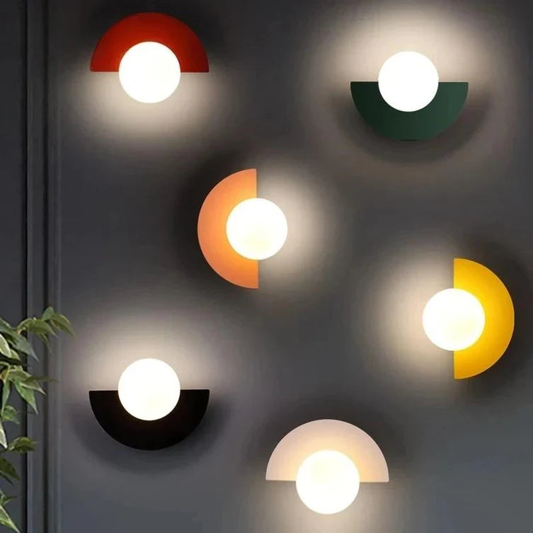 Nordic Semicircle Wall Sconce | 6 Colors & 2 Light Modes | Qonforta
