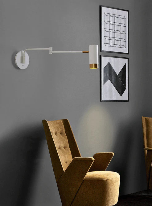 Spotlight Wall Sconce 360° Adjustable Dimmable Arm – White & Black | Qonforta