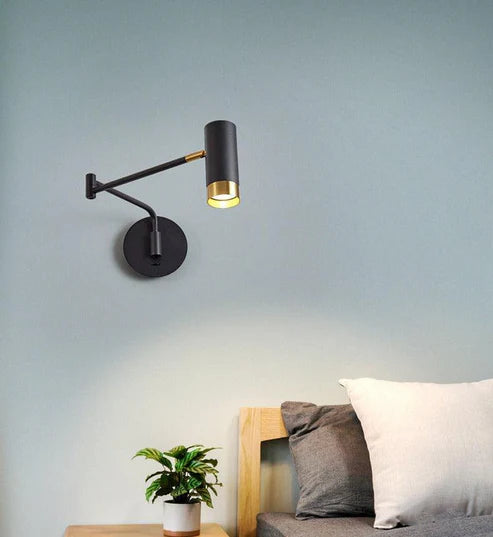 Spotlight Wall Sconce 360° Adjustable Dimmable Arm – White & Black | Qonforta