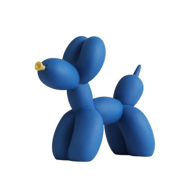 Navy matte balloon dog sculpture on a white background