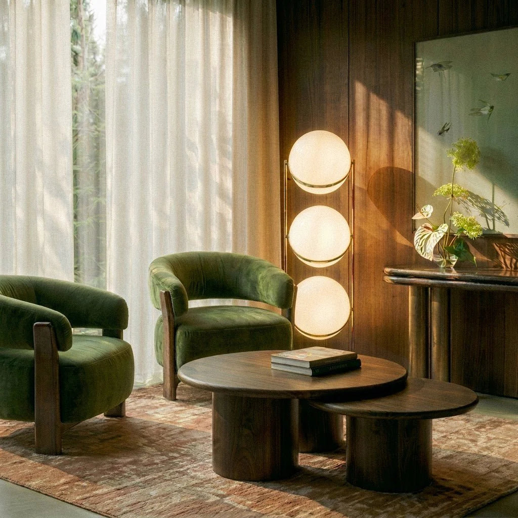 Steel Tiered Floor Lamp LED – Silver, Brass, Vintage | Qonforta