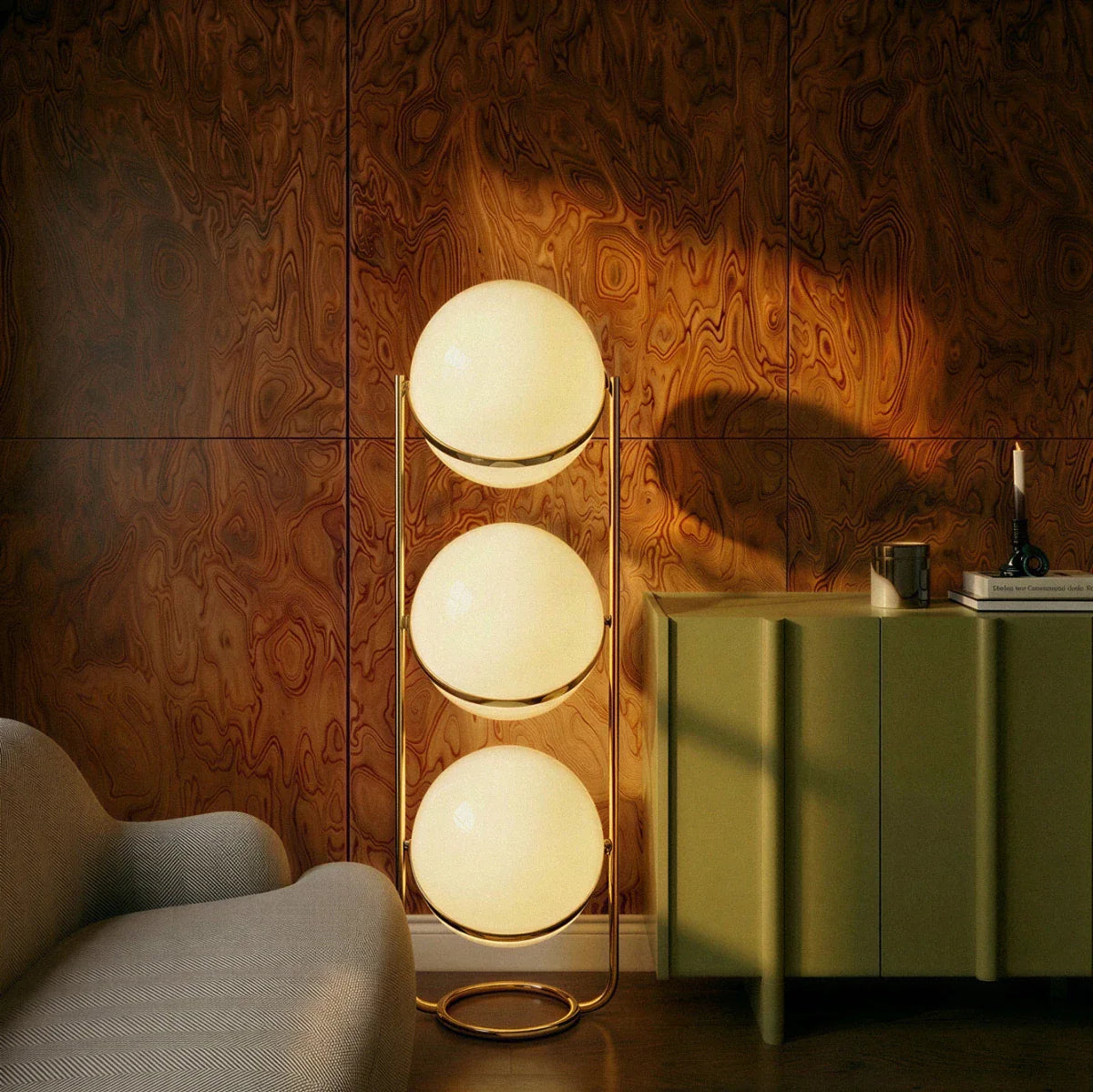 Steel Tiered Floor Lamp LED – Silver, Brass, Vintage | Qonforta