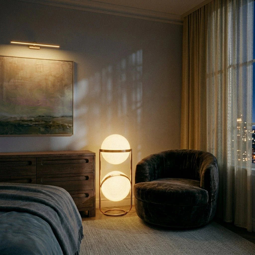 Steel Tiered Floor Lamp LED – Silver, Brass, Vintage | Qonforta