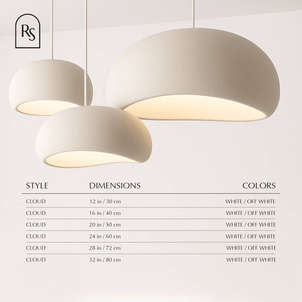 Sculpted Resin Cloud Pendant Light – Dimmable, 6 Sizes | Qonfortav