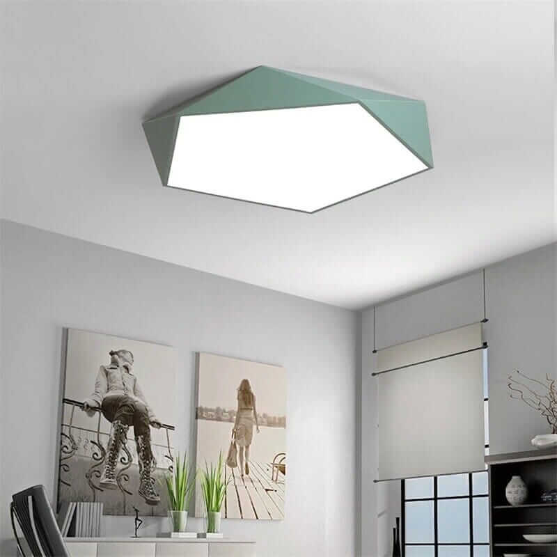 Skydor geometric LED ceiling light in Green in a home office