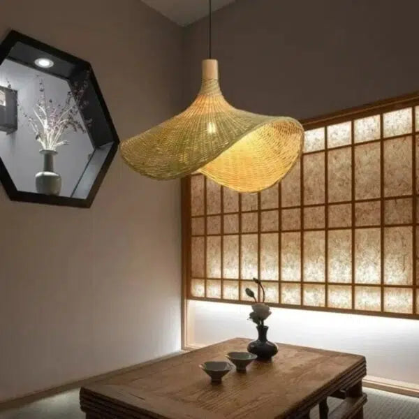 Bamboo Pendant Light Balinese Handwoven Shade – 3 Sizes | Qonforta