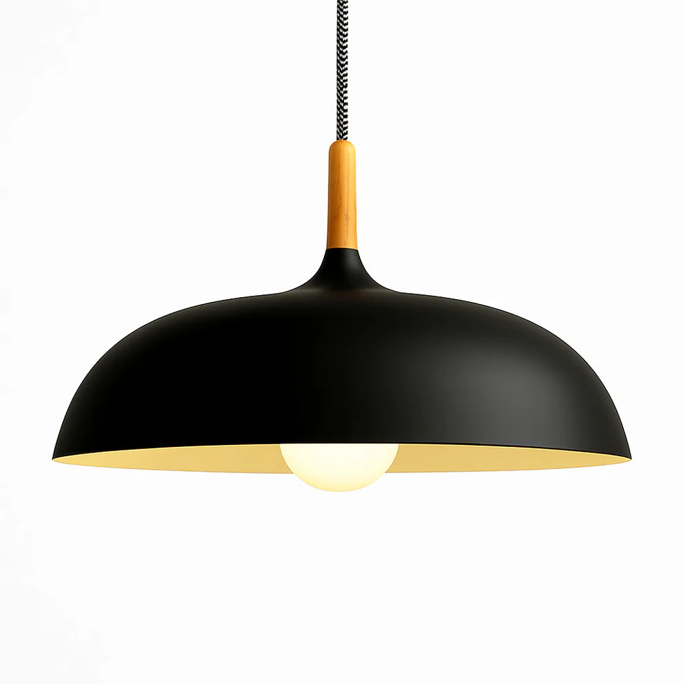 DomeWood Metal Pendant Light | 7 Colors, 4 Sizes | Qonforta