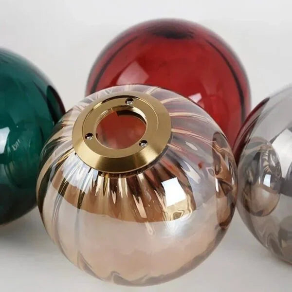Ribbed Glass Globe Pendant Light Scandinavian – 4 Colors, 2 Sizes | Qonforta