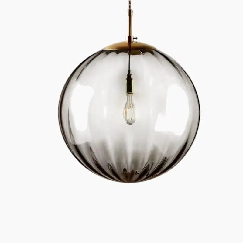 Ribbed Glass Globe Pendant Light Scandinavian – 4 Colors, 2 Sizes | Qonforta