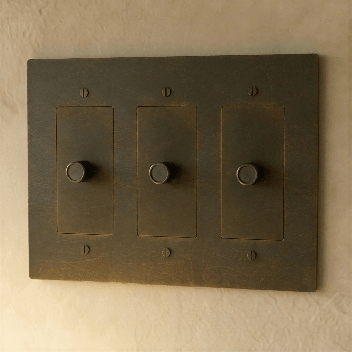 Solid Brass Dimmer Switch Knurled Grip – 7 Finishes | Qonforta