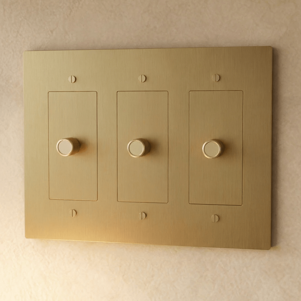 Solid Brass Dimmer Switch Knurled Grip – 7 Finishes | Qonforta