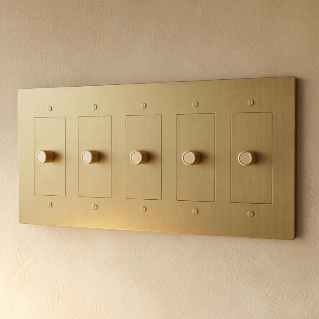 Solid Brass Dimmer Switch Knurled Grip – 7 Finishes | Qonforta