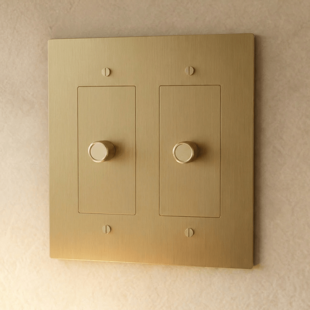 Solid Brass Dimmer Switch Knurled Grip – 7 Finishes | Qonforta