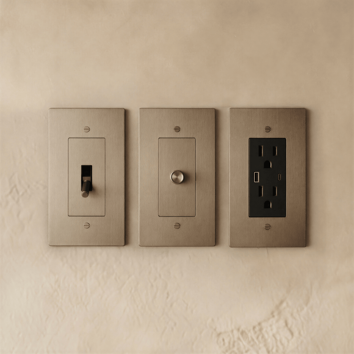 Brass Switch & Outlet Sample Kit Dimmable – 7 Finishes | Qonforta