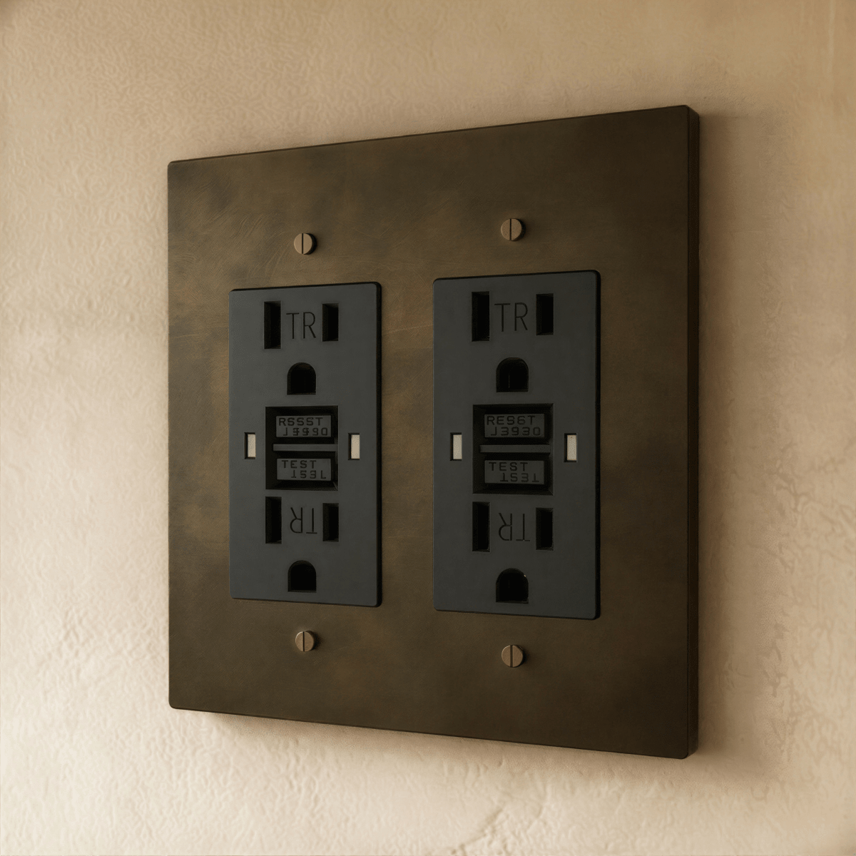 Solid Brass Wall Outlet USB-C GFCI – 7 Finishes | Qonforta